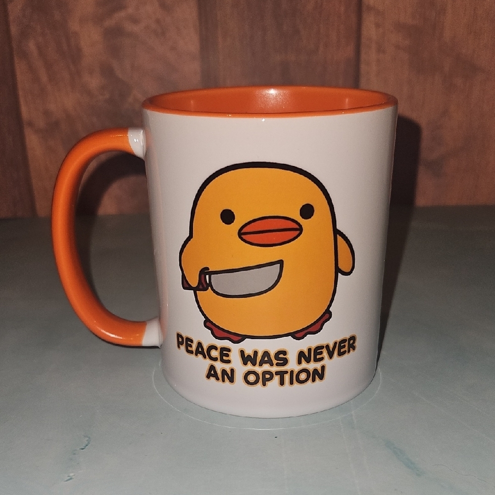White and Orange Ceramic Mug with Cute Chick Graphic - Picture 5 of 5